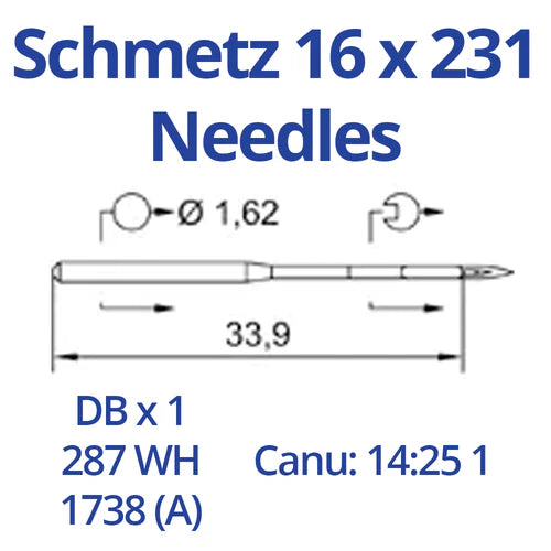 Schmetz 16x231 Industrial Sewing Machine Needles